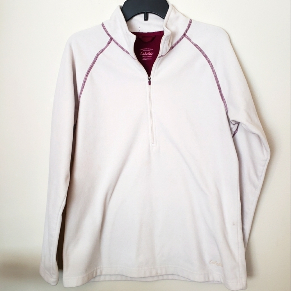 Cabela's Ivory Quarter zip fleece Pullover Womens Sz L